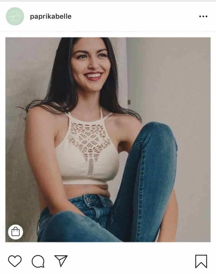 High neck bralette with high waist jeans