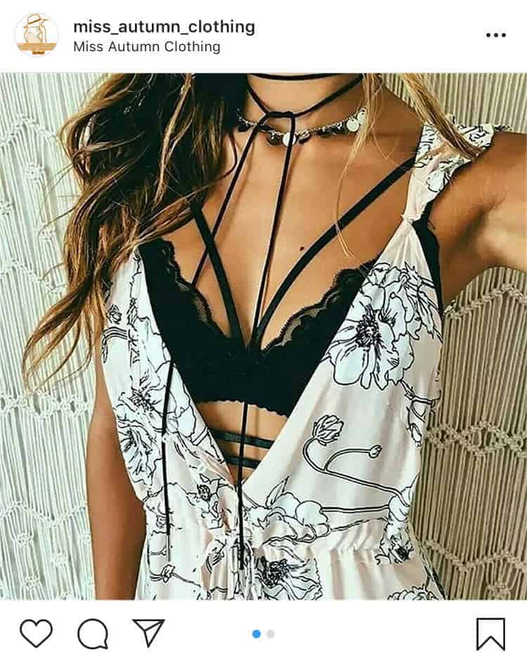 Black bralette and white v neck dress