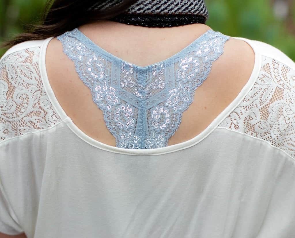 Lace bra see through a white low back top