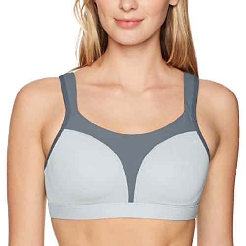 Close up image of a woman wearing a Champion Spot Comfort Full Support sports bra