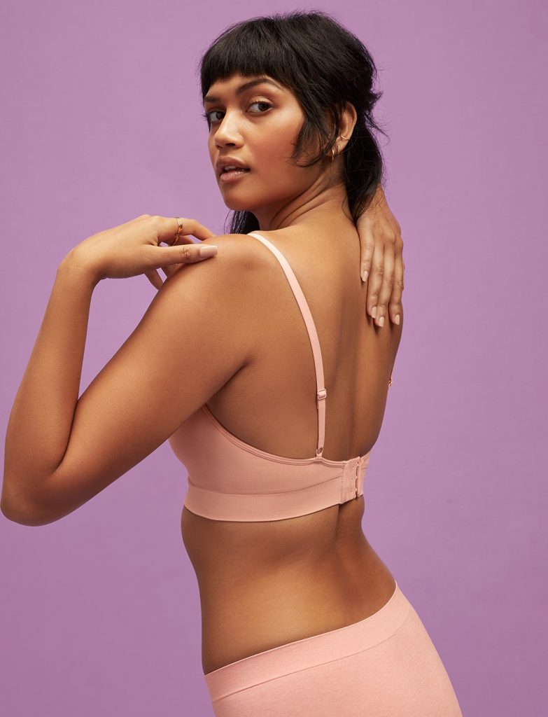 Woman wearing matching bra and underwear