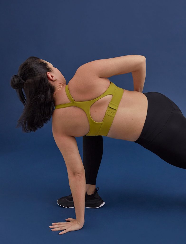 Woman wearing a racerback bra