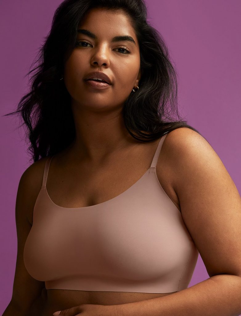 Woman wearing a wireless bra