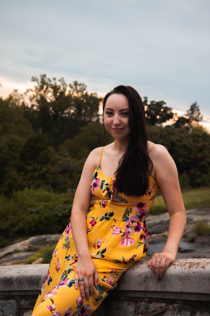 Woman wearing a yellow long dress