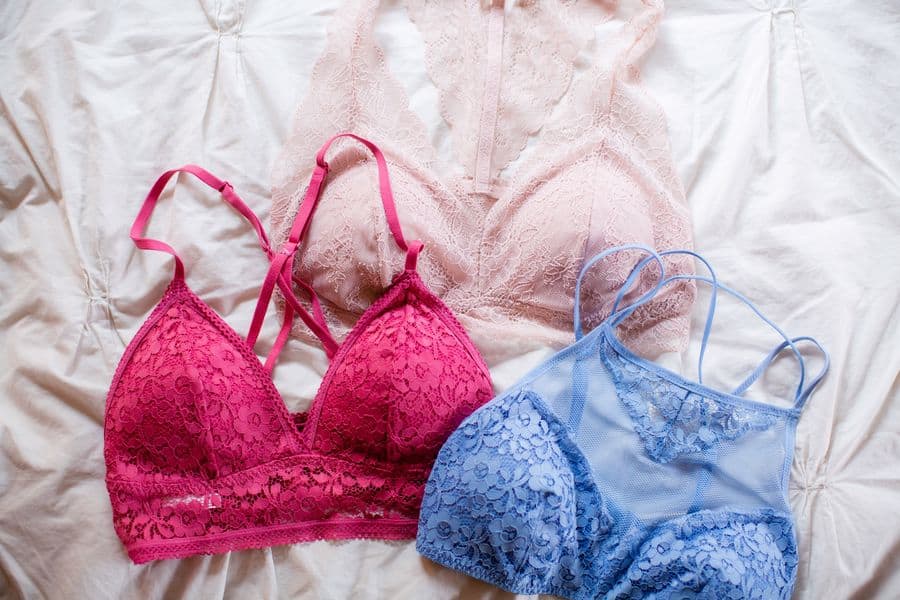 Two different colored bralettes