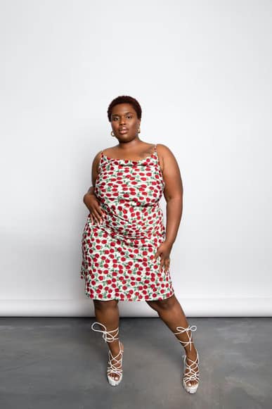 Woman wearing a printed dress