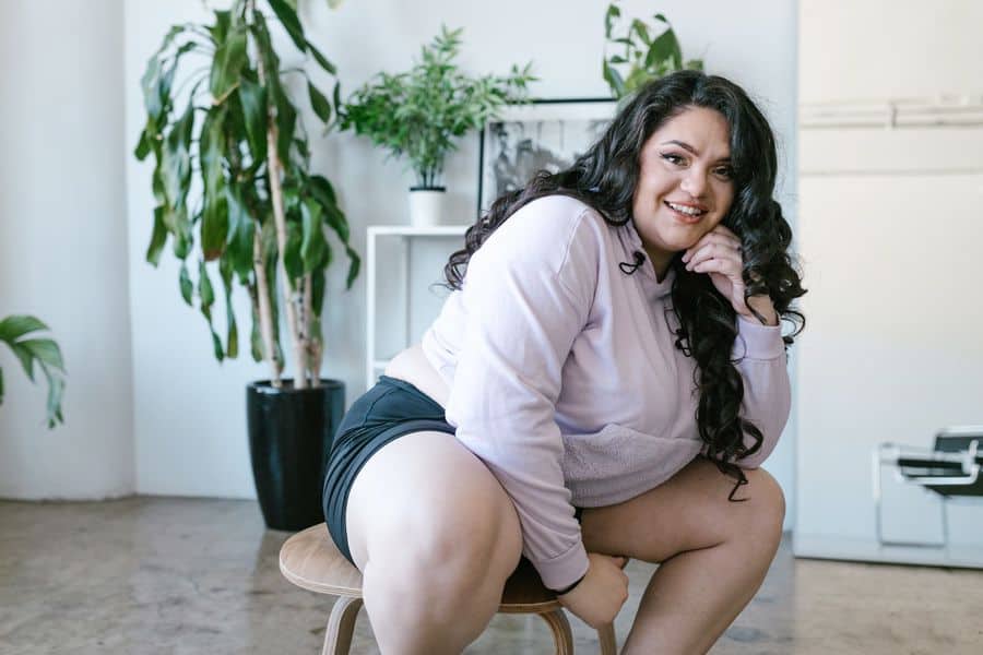 Woman wearing a sweatshirt