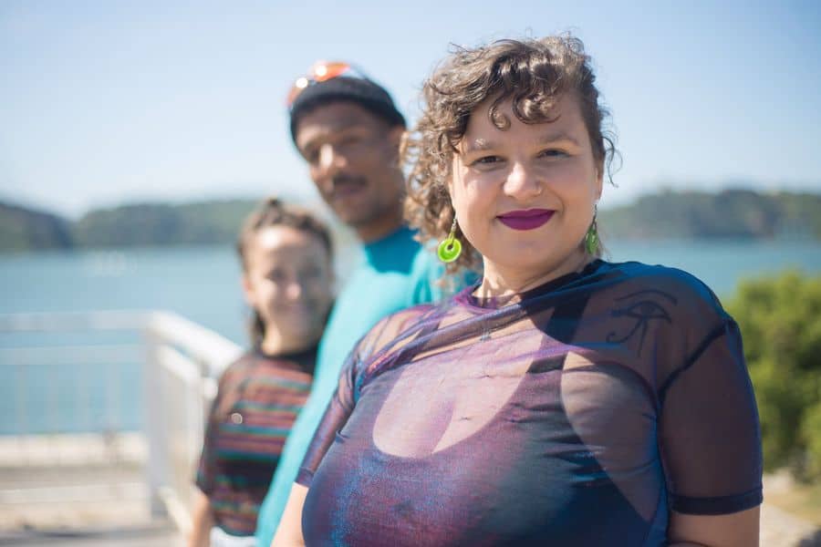 Woman wearing a top with mesh lining