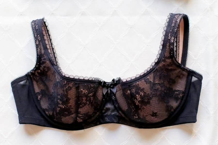 An image of a black laced bra
