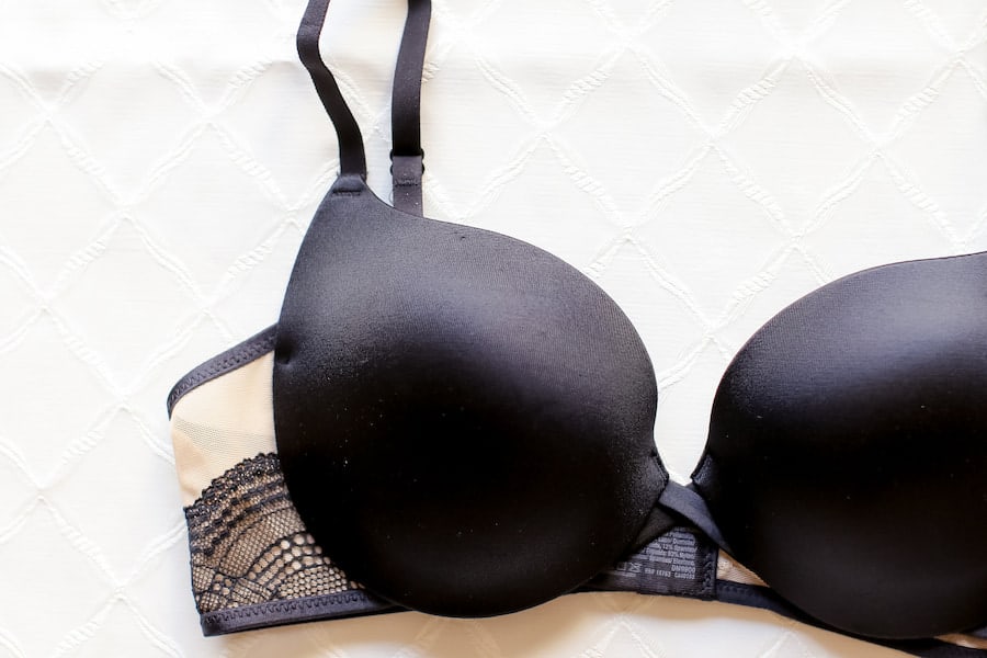 An image of a black push up bra