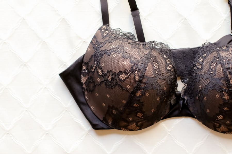 A close-up image of a lace push-up bra