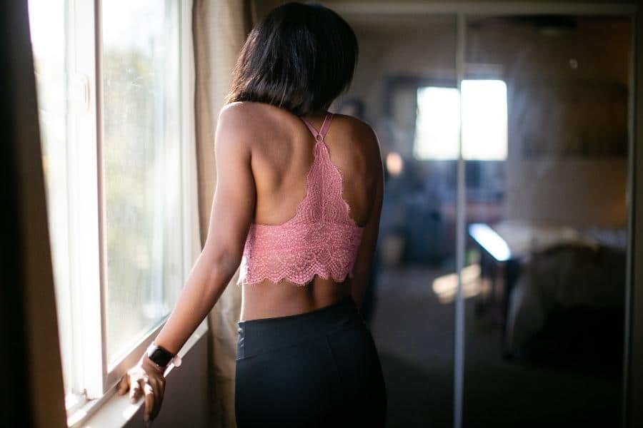 A girl modeling a bralette