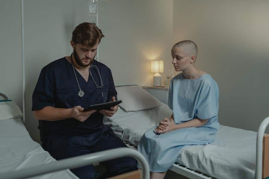 An image of a doctor and patient