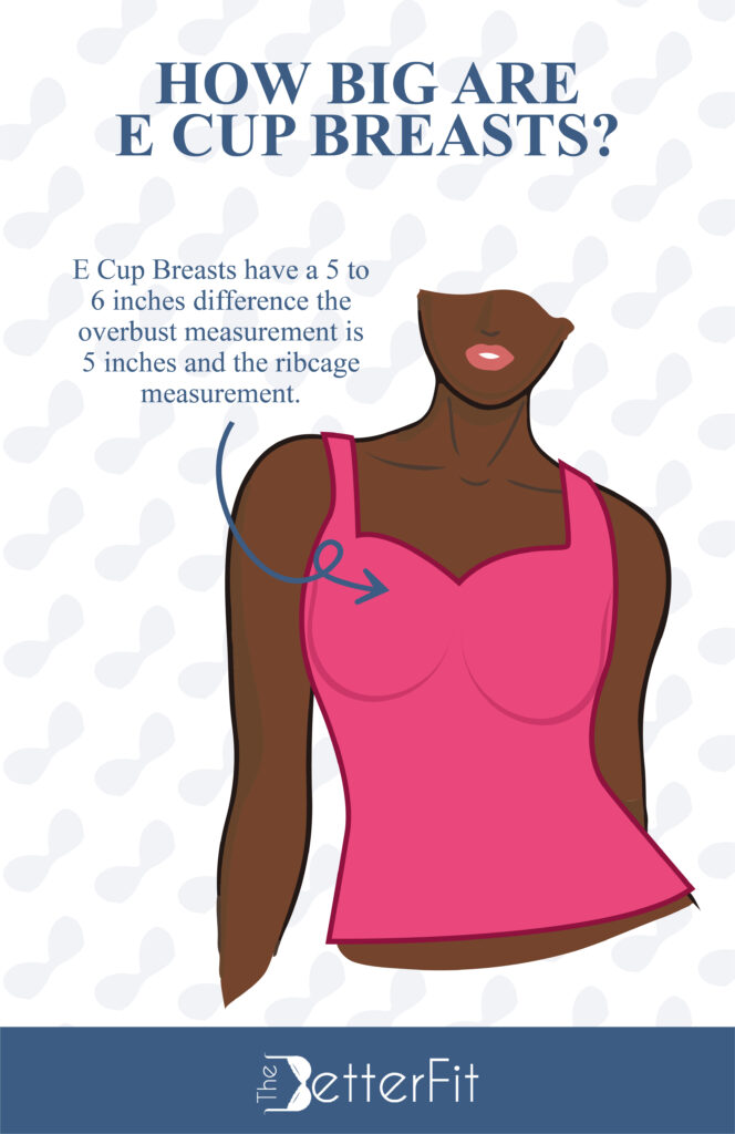 E cup bra measures 5 to 6 inches size difference
