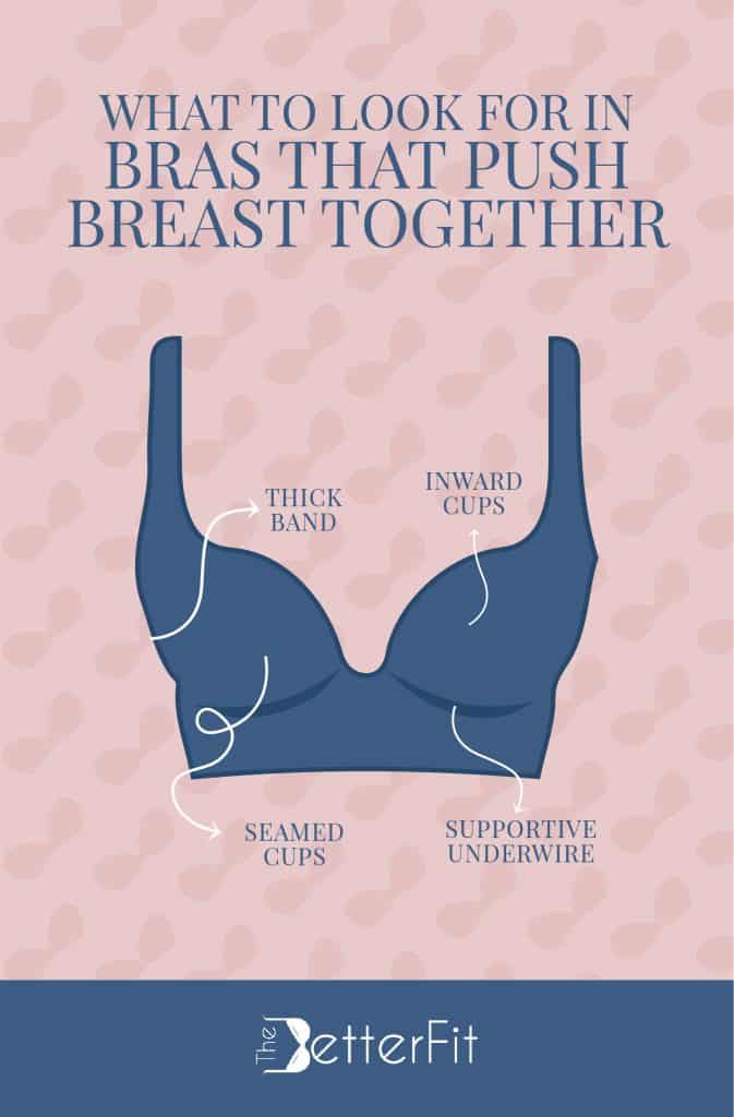 For bras that push breasts together, they must have inward and seamed cups with thick bands