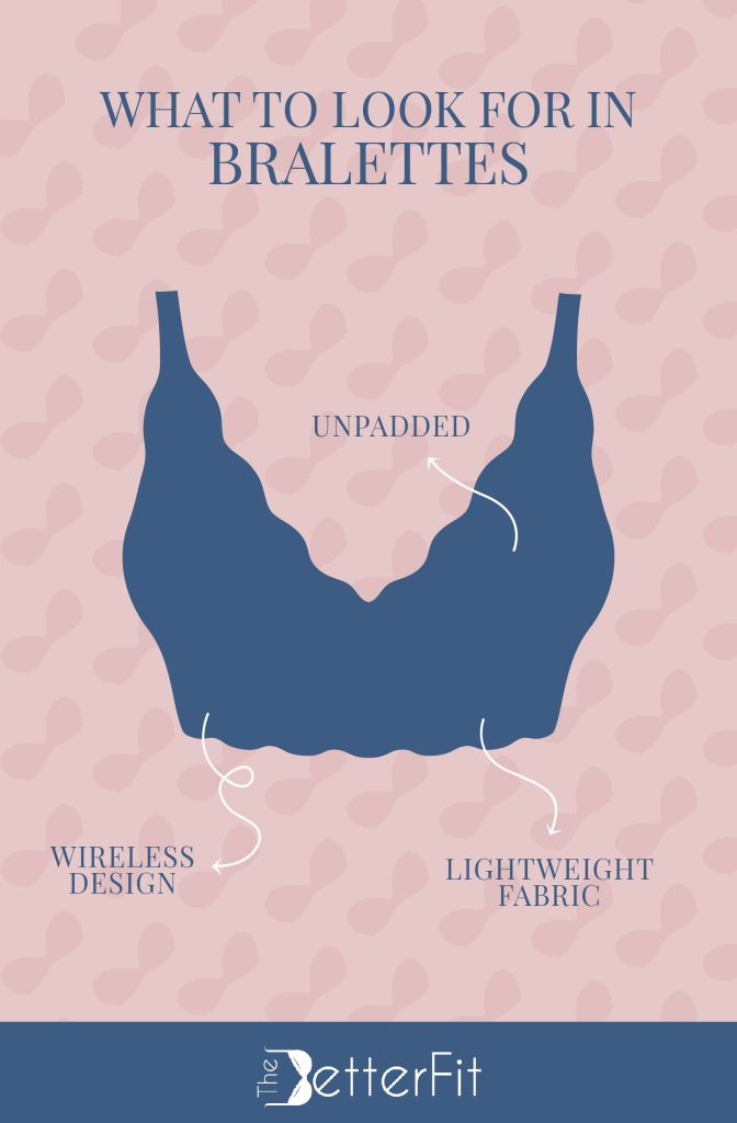 It is made from lightweight fabric, has a wireless design, and is unpadded are some of the things you look for in a bralette
