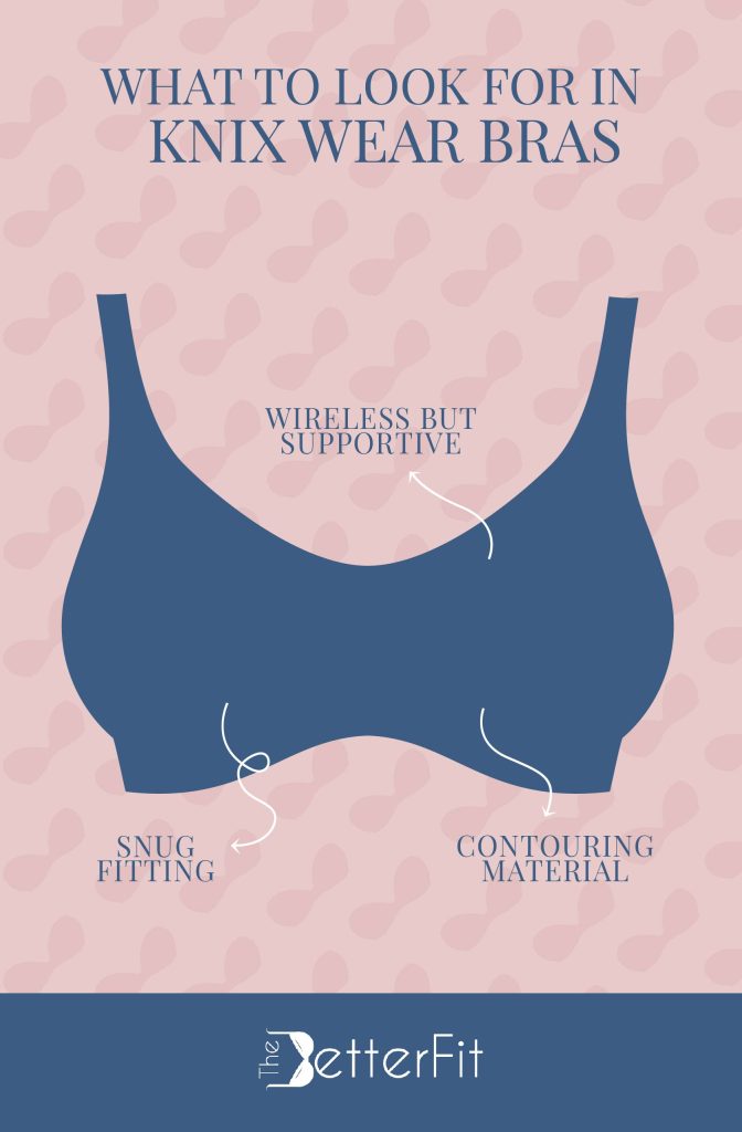 It has a contouring material, it is wireless but supportive, and has a snug fit are the things you look for in a bra from Knix Wear bras