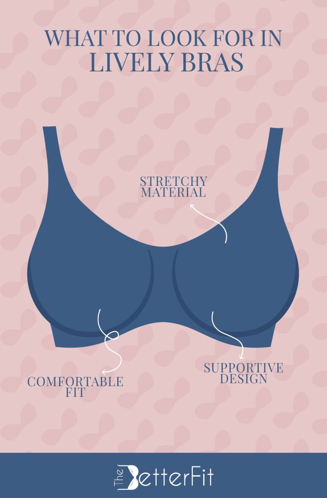 It is made from stretchy material, has a comfortable fit, and has a supportive design are the things you look for in a bra from Lively