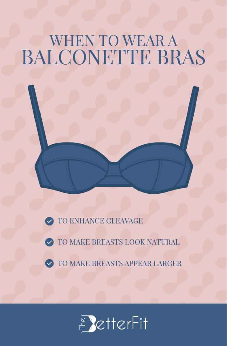 Graphic image of a blue bra that explains that the best way to wear balconette bras is to make breasts look bigger