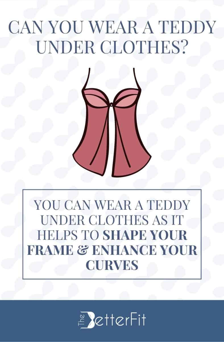 Graphic image of a red lingerie that states how you can wear a teddy under clothes to help shape your frame