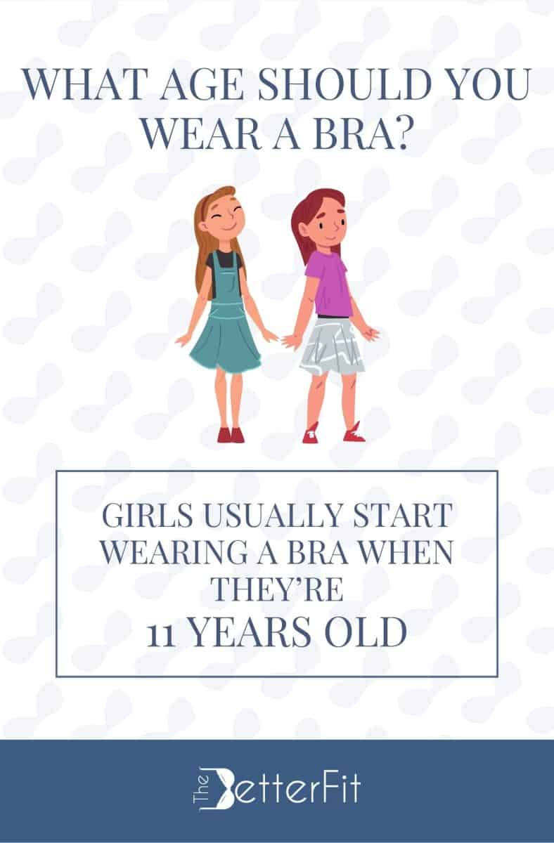 Graphic image of two girls holding hands with the text stating that girls usually start wearing bras when they're 11 years old