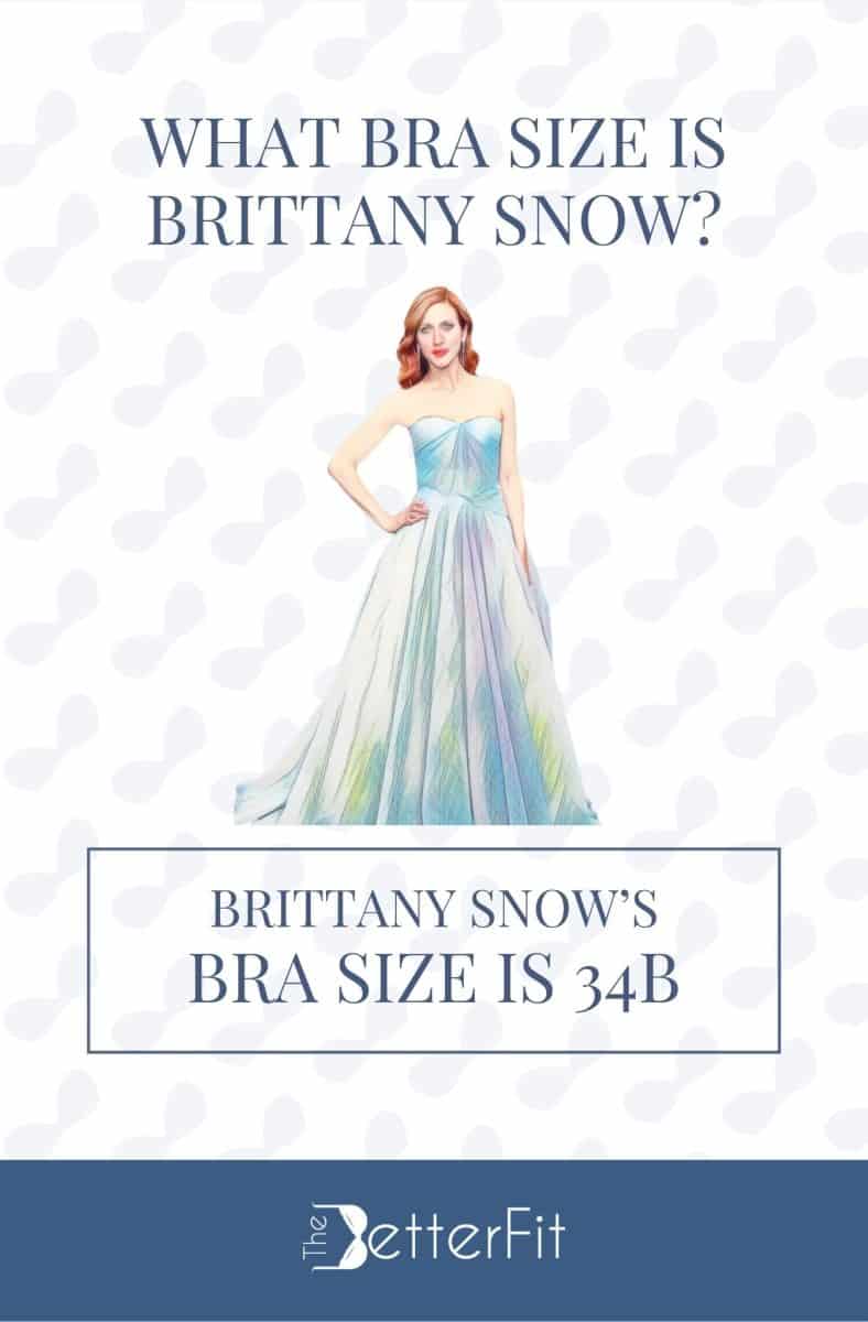 Graphic image of Brittany Snow with 34B bra size wearing a tube long dress