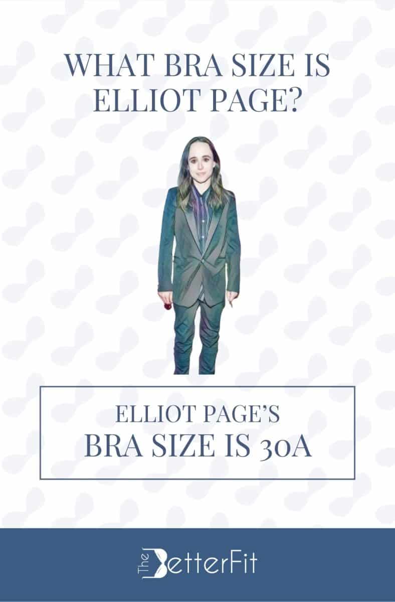 Graphic image of Elliot Page with 30A bra size wearing a suit