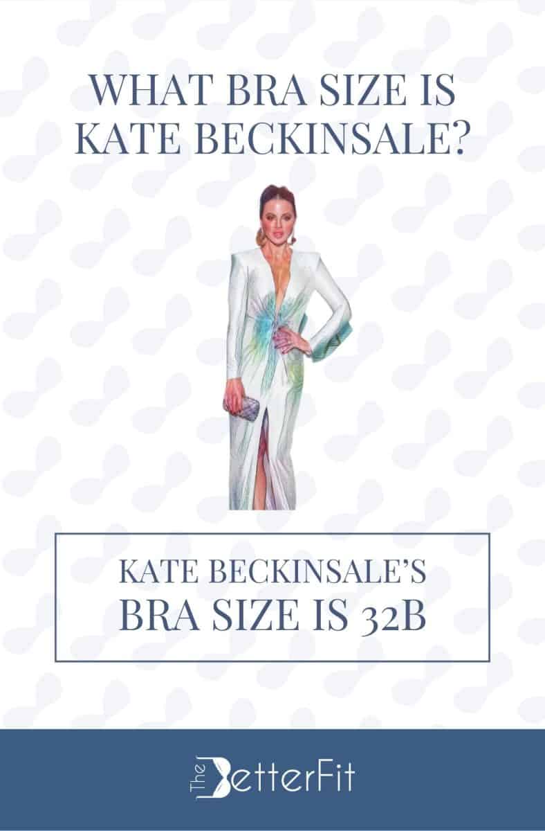 Graphic image of Kate Beckinsale with 32B bra size wearing a plunging long sleeve silver gown