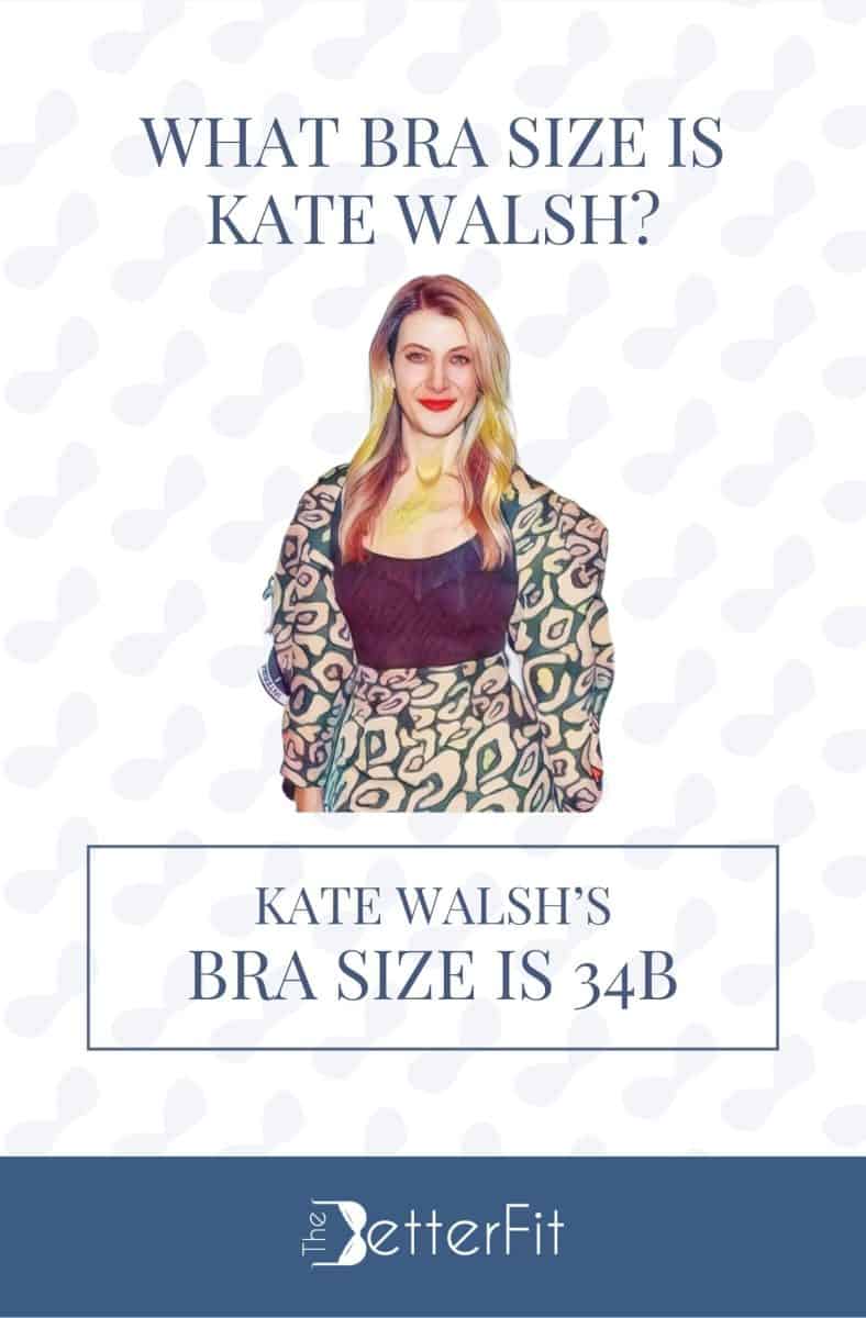 Graphic image of Kate Walsh with 34B bra size wearing a leopard print puff sleeve