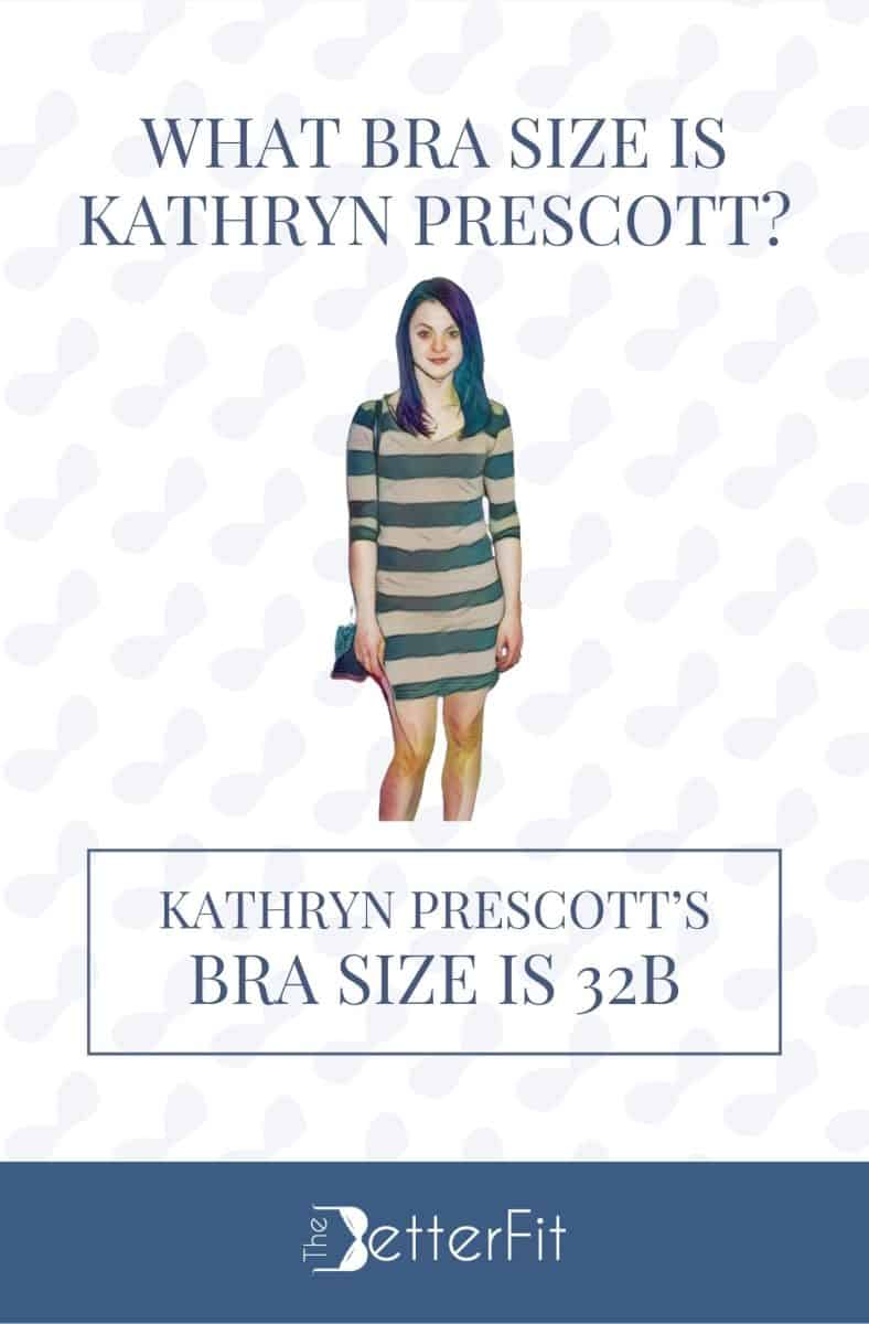 Graphic image of Kathryn Prescott with 32B bra size wearing a stripe short sleeve bodycon mini dress