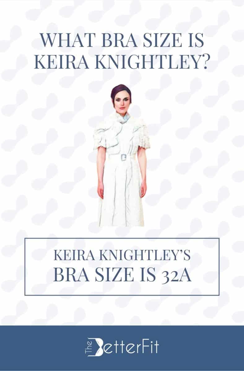 Graphic image of Keira Knightley with 32A bra size wearing a white half-sleeve dress