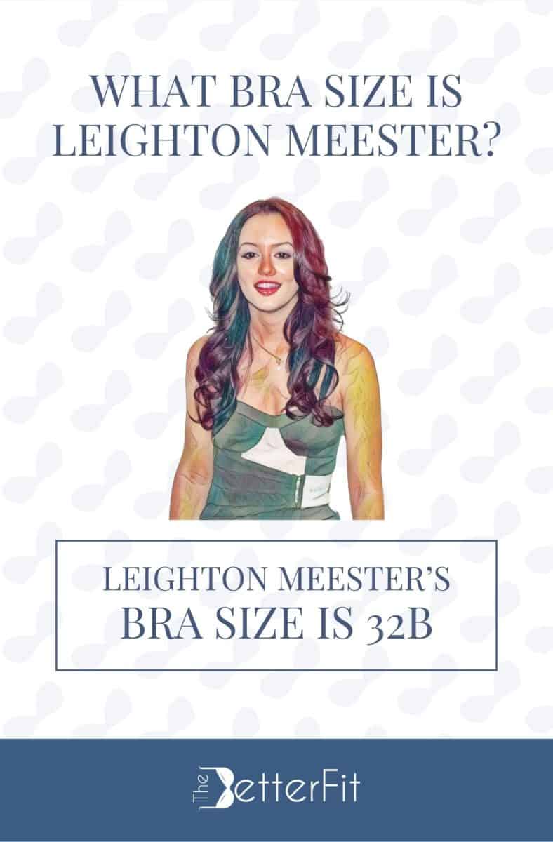 Graphic image of Leighton Meester with 32B bra size wearing a tube bodycon dress