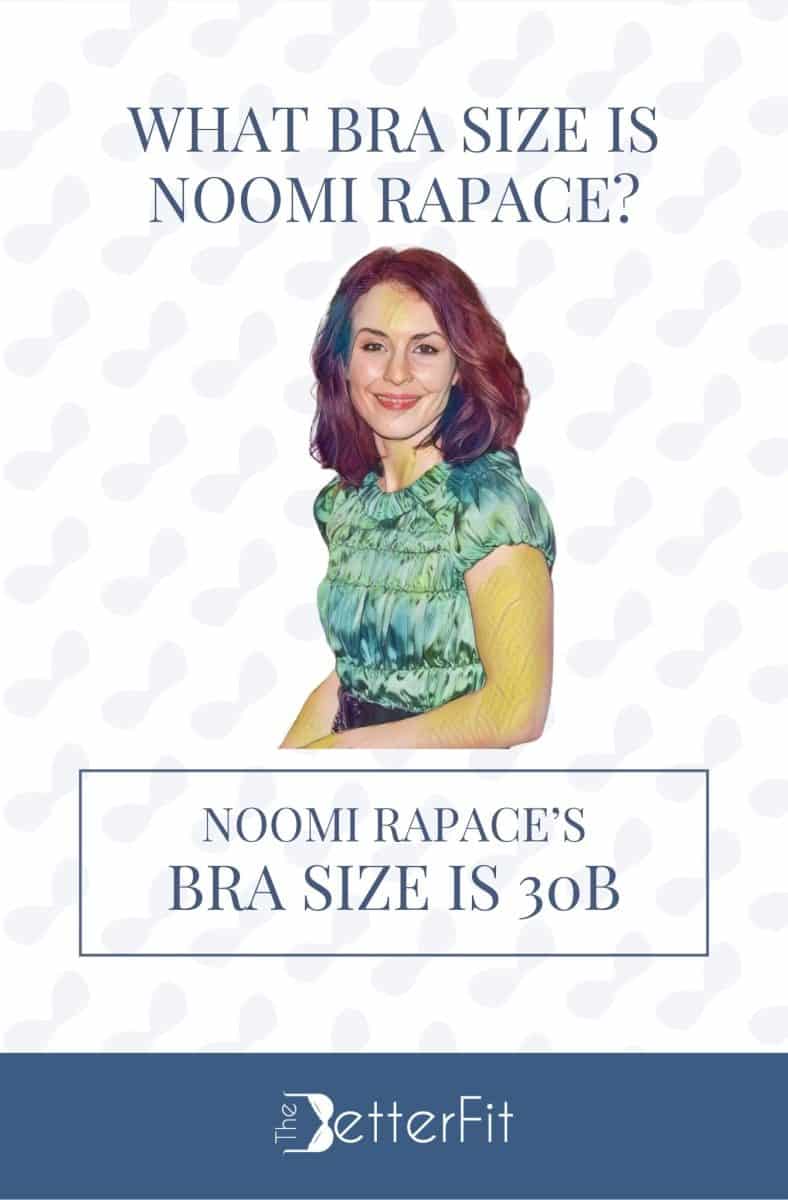 Graphic image of Noomi Rapace with 30B bra size wearing a green dress
