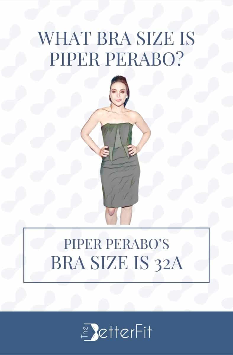 Graphic image of Piper Perabo with 32A bra size wearing a tube dress