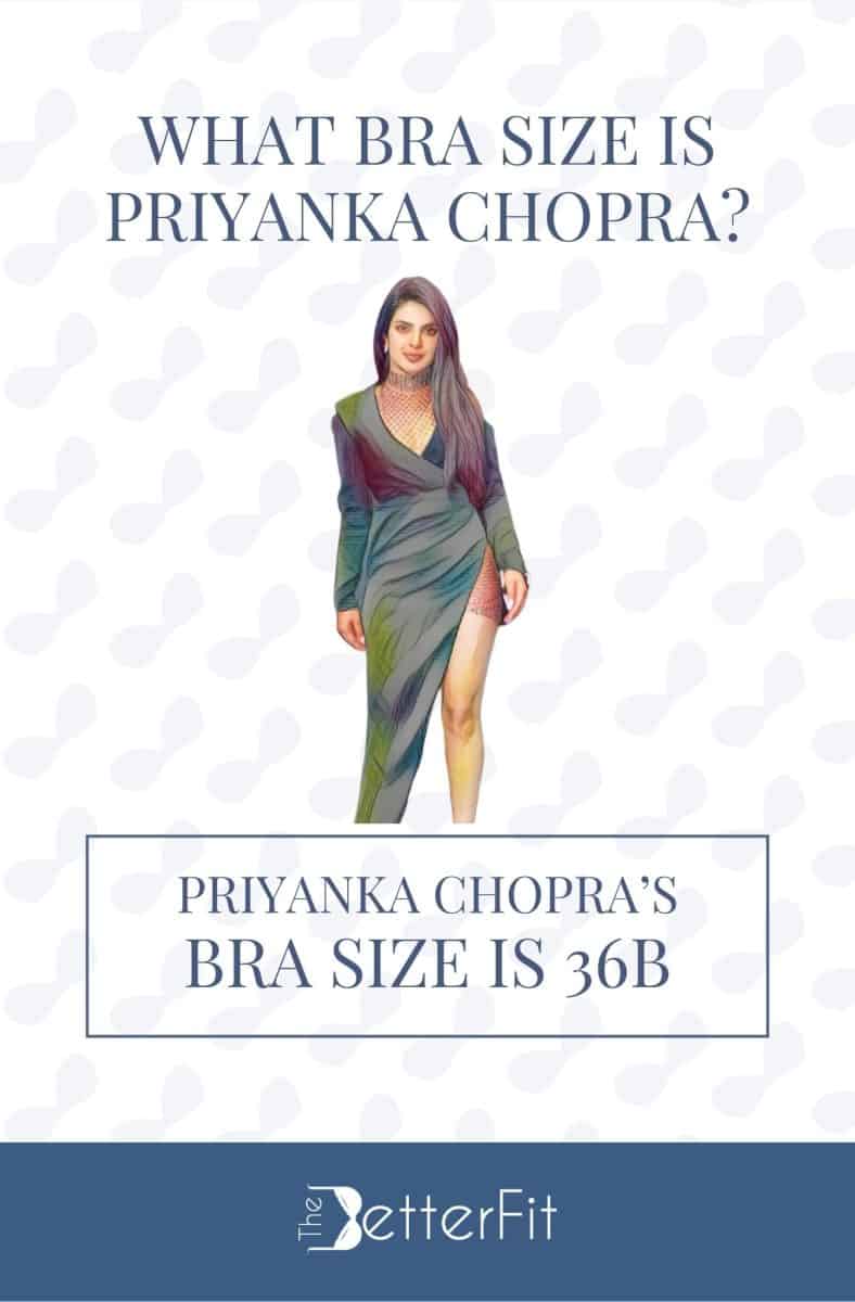 Graphic image of Priyanka Chopra with 36B bra size wearing a dress with a high slit
