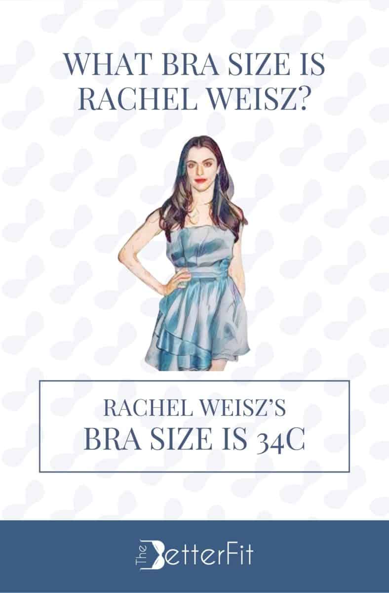 Graphic image of Rachel Weisz with 34C bra size wearing a tube mini dress