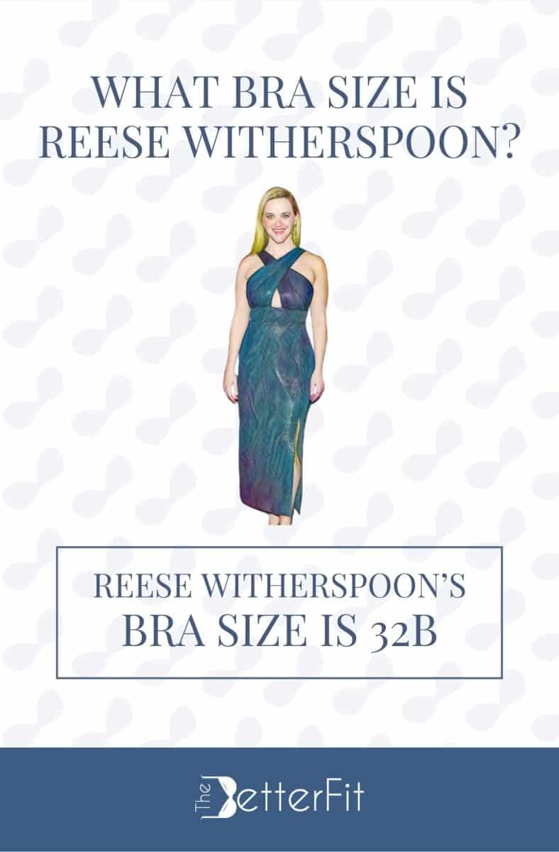 Graphic image of Reese Witherspoon with 32B bra size wearing a blue dress