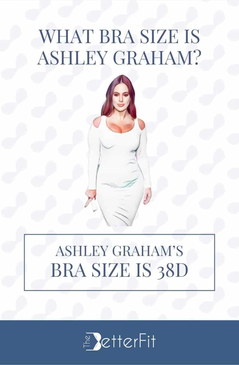 Graphic image of Ashley Graham with 38D bra size wearing a white long-sleeve bodycon dress