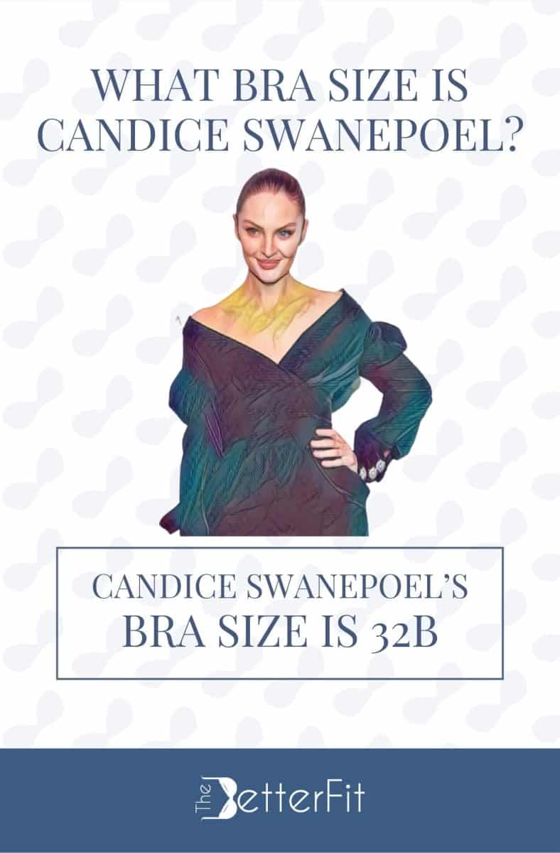 Graphic image of Candice Swanepoel with 32B bra size wearing a black long sleeve v-neck mini dress