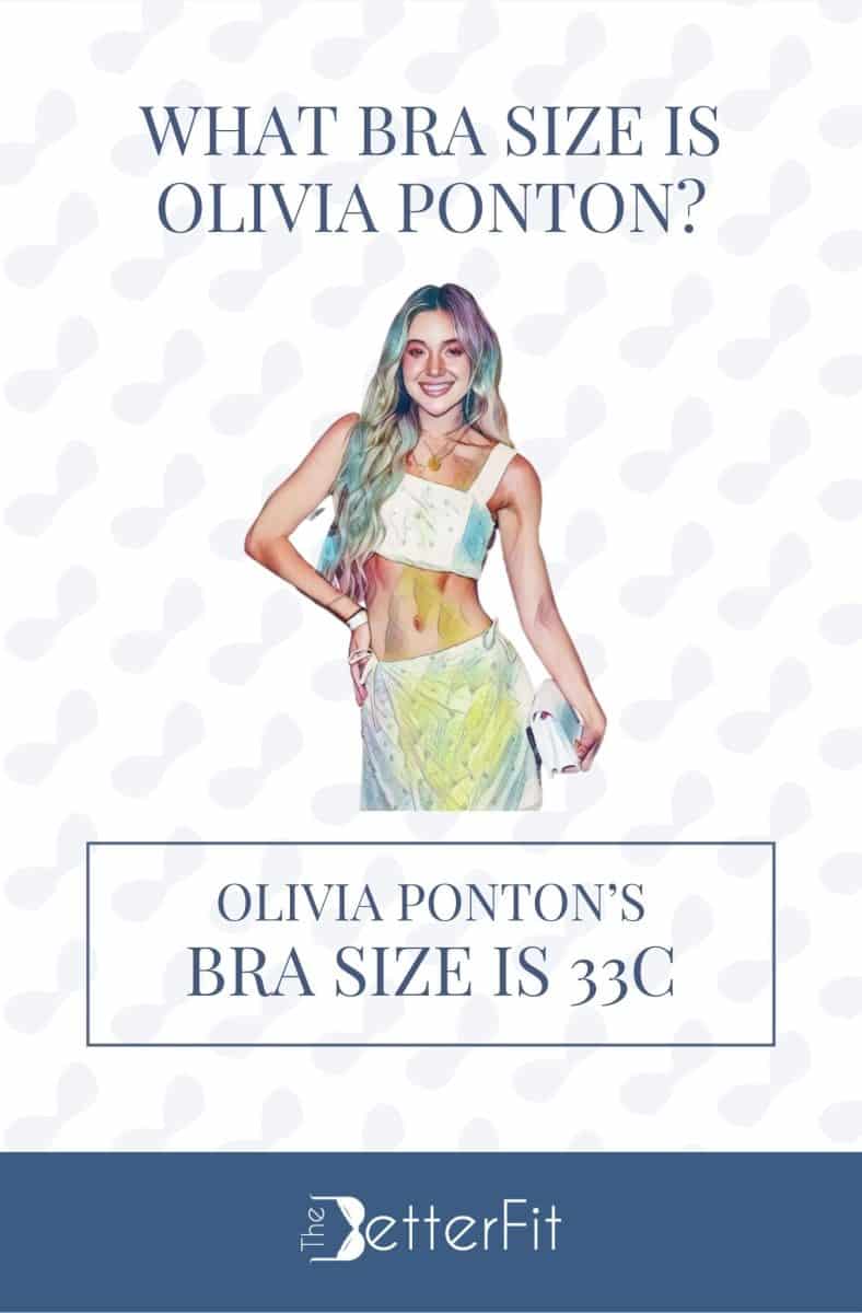Graphic image of Olivia Ponton with 33C bra size wearing a white sleeveless crop top and white mini skirt