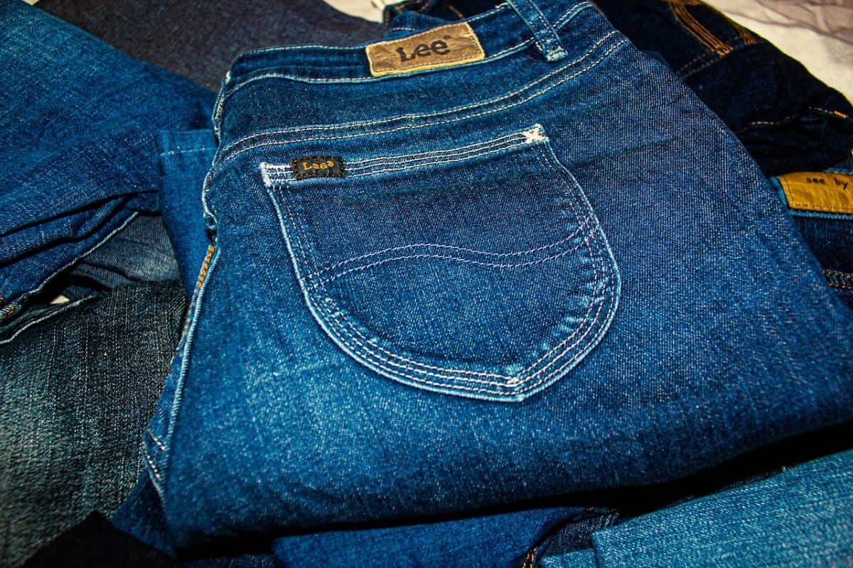 A folded Lee jeans