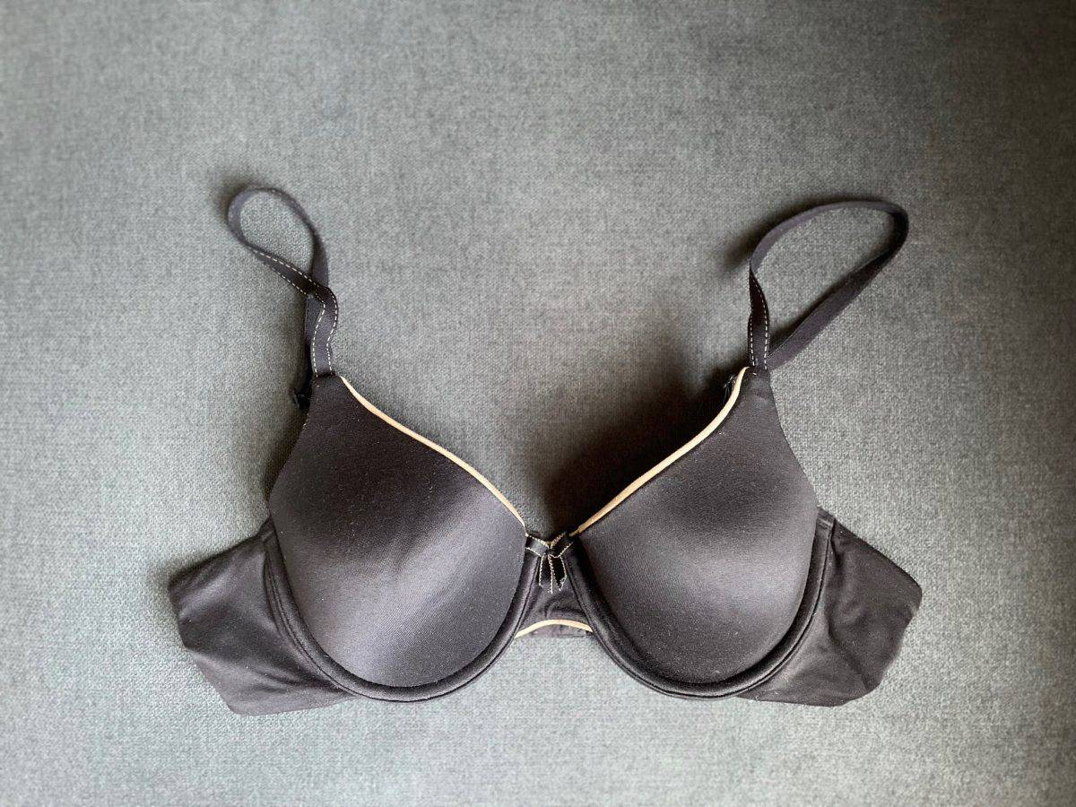A full image of a gray Maidenform comfort devotion bra
